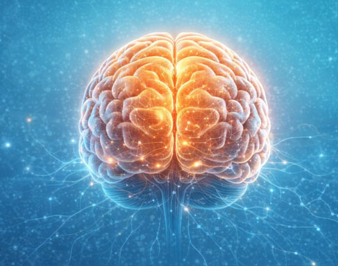 Digital illustration of the human brain representing cognitive wellness
